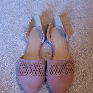 Pink suede flats